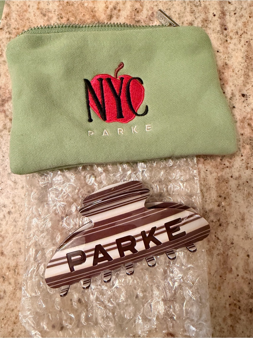 PARKE nyc exclusive pop up Striped Brown & Cream  Hair Claw Clip